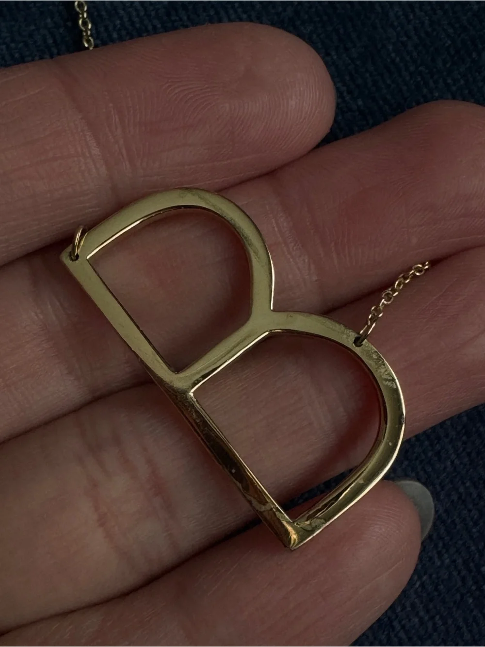 925 SterlingSilver gold plated initial B necklace pendant